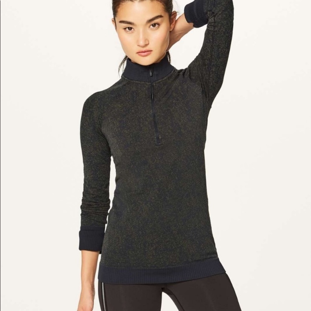 Lululemon Women’s Rest Less 1/2 Zip Pullover Heathered Green Size 4 Shirt